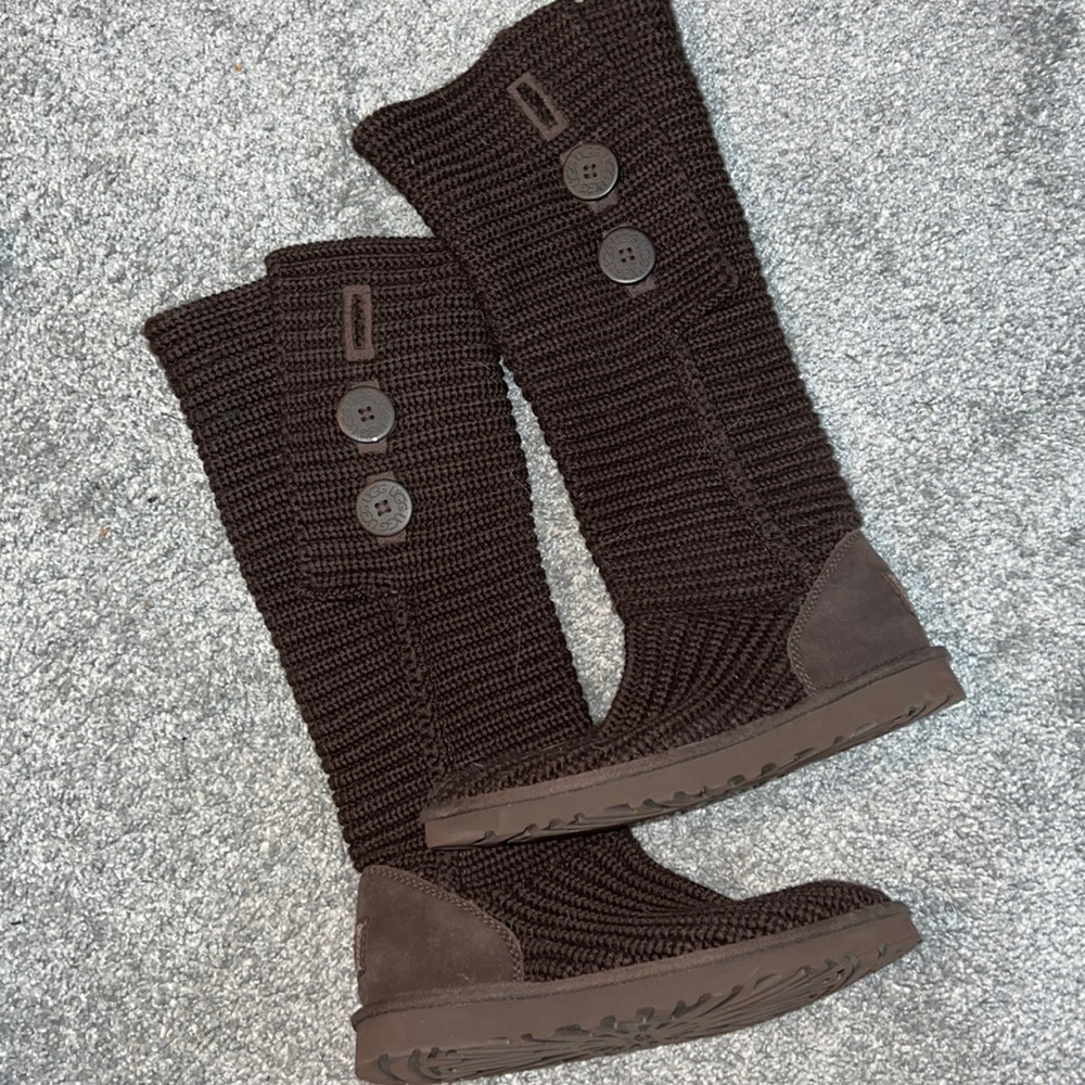 Ugg Cardy Button Chocolate Brown Boots